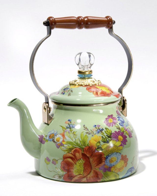 Flower Market Green Two-Quart Tea Kettle
